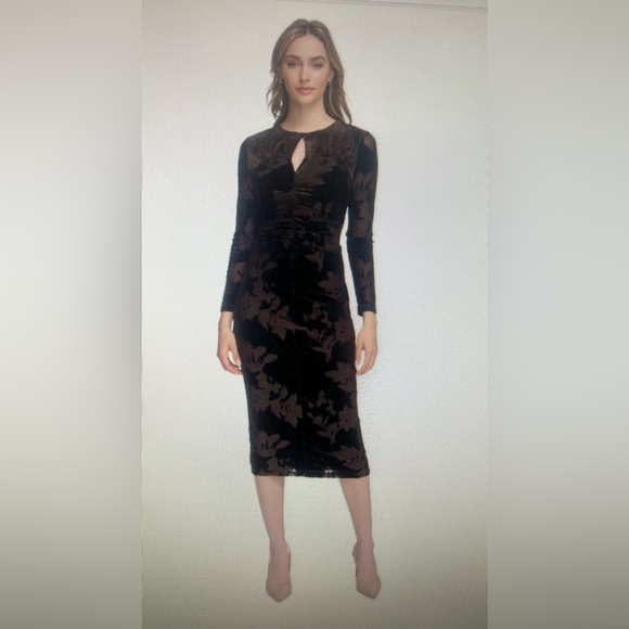calvin klein women's velvet burnout keyhole ruched dress Calvin Klein Womens Velvet Burnout Keyhole Ruched Dress